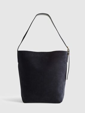 Madewell Suede Essential Bucket Tote Juniper Berry